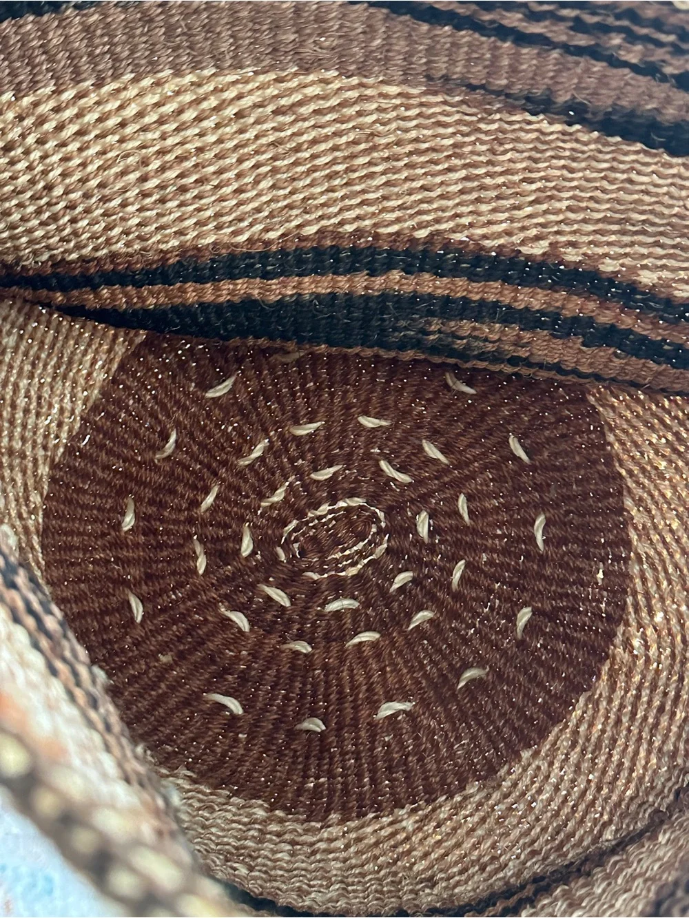 Woven Tote Bag with Leather Straps - Picture 3 of 6